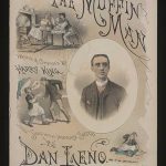 Colour lithograph and printed pages, sheet music cover for The Muffin Man