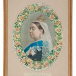 A commemorative print of Queen Victoria