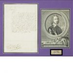CROMWELL, OLIVER Document signed (Oliver P[rotector]), manuscript warrant in a secretarial hand