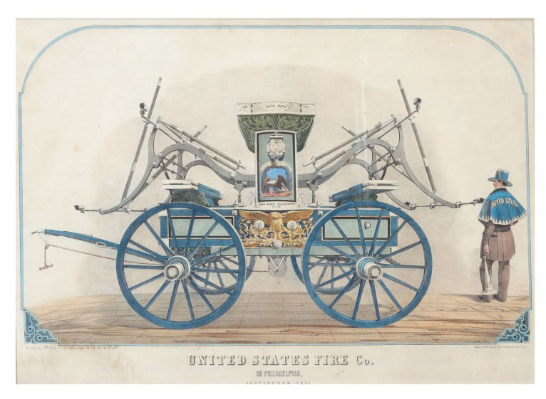 Late 19th Century Lithograph of the United States Fire Company of Philadelphia